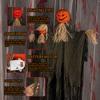 Horror Pumpkin Skull Hanging Ghost Decoration with Voice Control and Eerie Red Eyes Enhance the Spooky Atmosphere of Your Halloween Party
