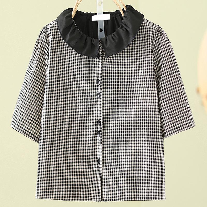Summer French Plaid T-shirt Skirt Two-piece Suit Umbrella Skirt Suit