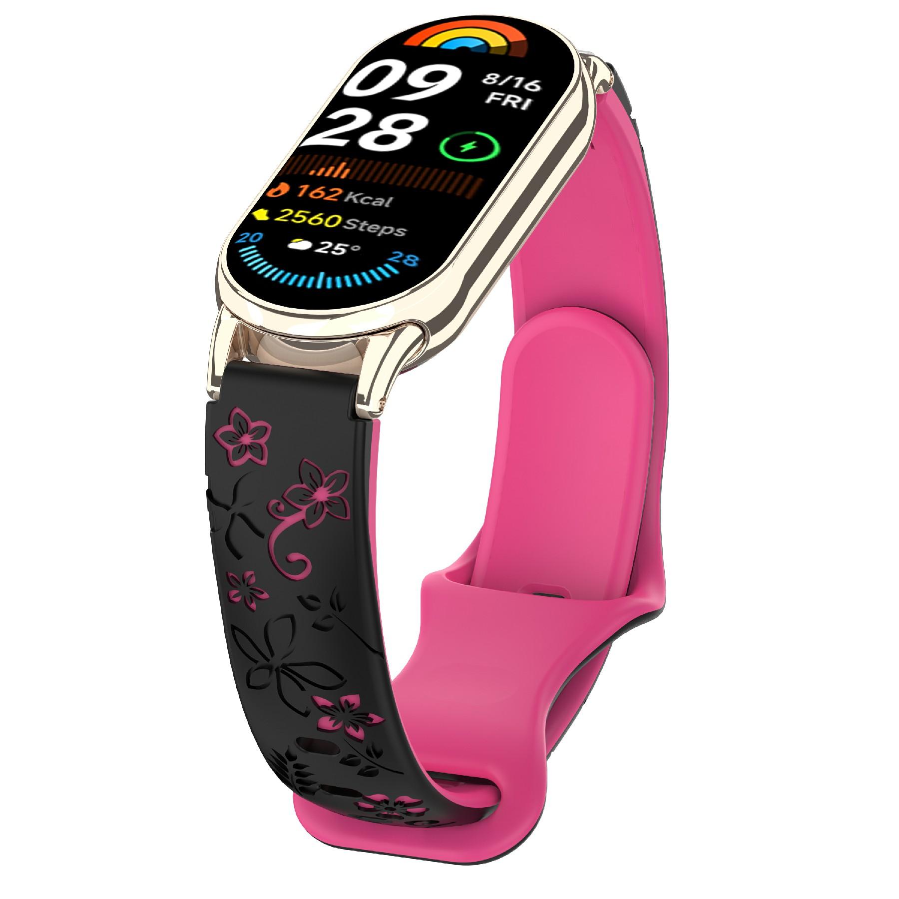 

For Xiaomi Smart Band 9 / 8 Embossed Silicone Dual Color Strap Replacement Wristband
