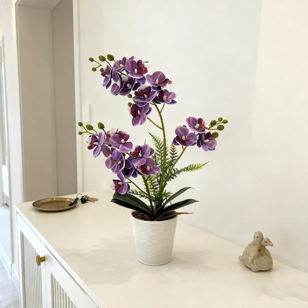 Multi-Bloom Artificial Orchid Bonsai DIY Artificial Faux Plants New Plastic Fake Flower  Home Decor
