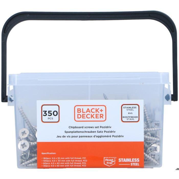 BLACK+DECKER Jeu De Vis 350 Pcs