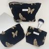 Polyester Canvas Butterfly Clutch Bag Butterfly Pattern Zipper Closure Makeup Bag Large Capacity Portable Cosmetic Organizer