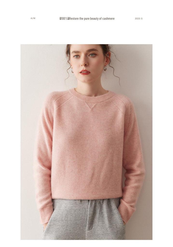 Women's 100% Pure Cashmere Knit Round Neck Pullover Sweater - Soft and Thick for Autumn and Winter