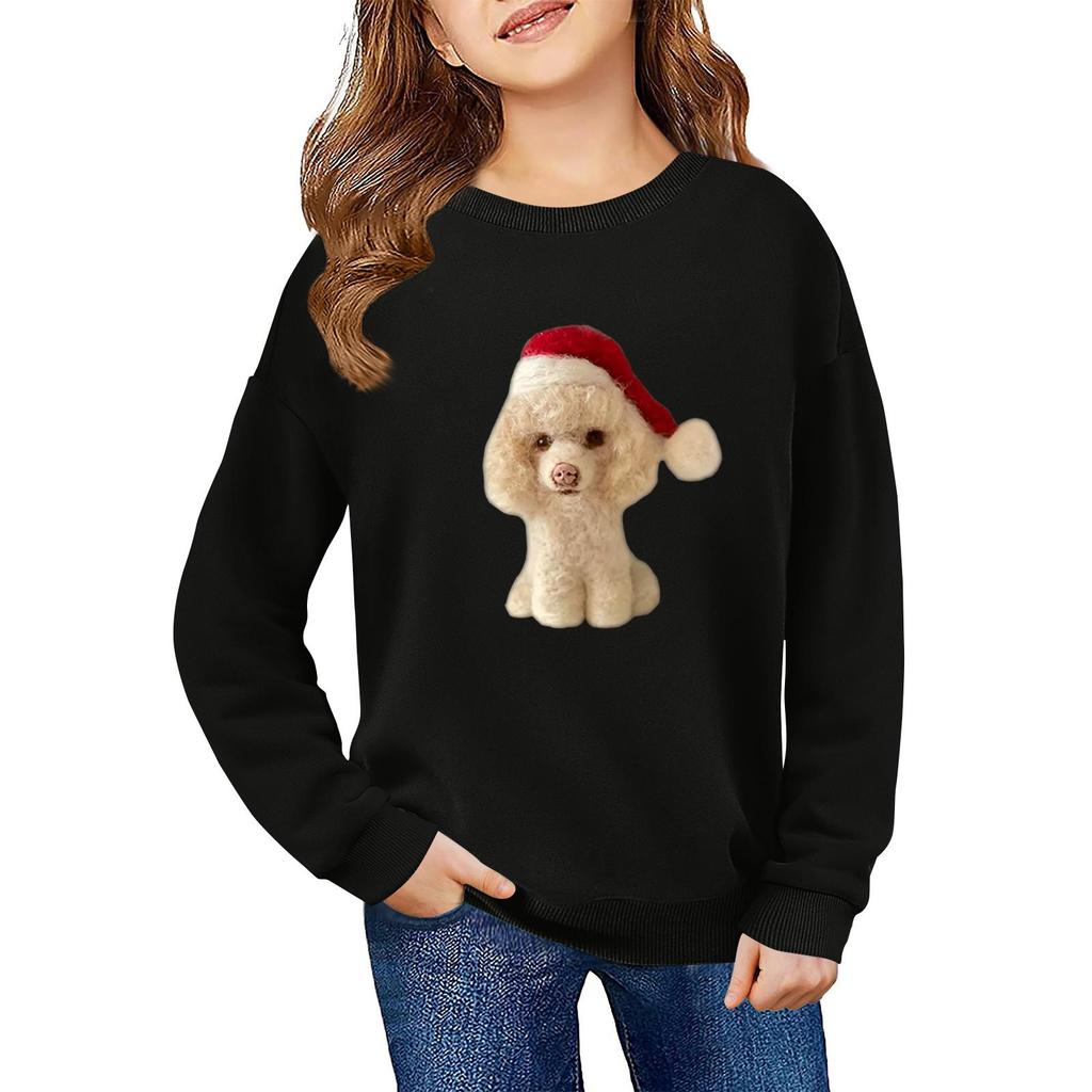 Children's Fashionable Casual Long-sleeved Loose Christmas Print Pullover Sweatshirt