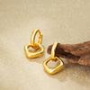 Dainty Golden Double Twist Round Hoop Pendant Earrings Retro Stainless Steel Geometric Circle Small Earring Fashion Jewelry Gift
