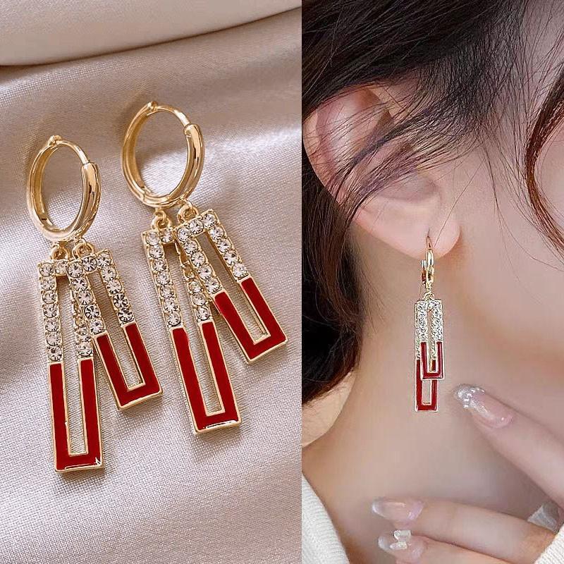 Silver Needle Korean Fashion Zircon Drop Earrings For Women Jewelry Trending New Luxury Vintage Gold Color Earrings