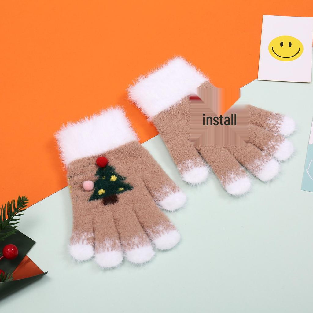 Warm Red Knitted Mittens for Girls, Cute & Cozy Christmas Gift, Ages 4-8