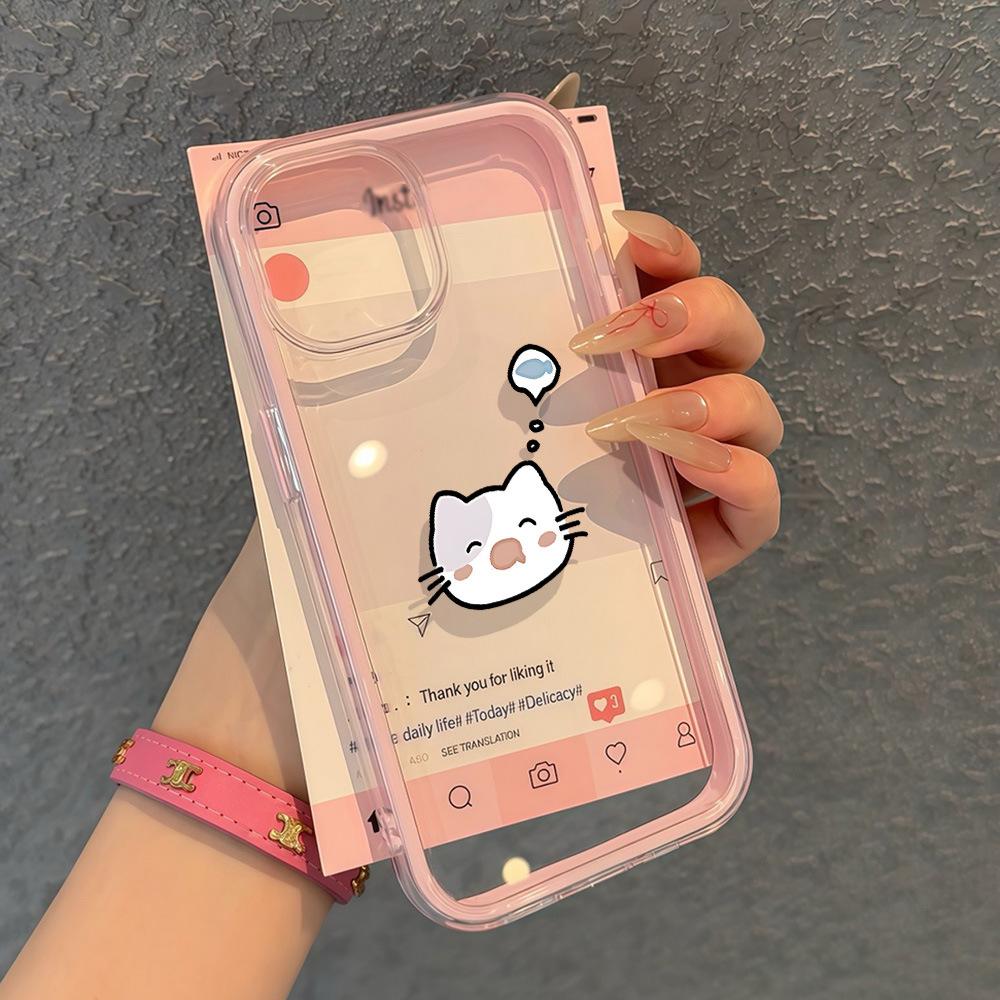 Applicable to iPhone17ProMax saliva cat expression mobile phone protective case 16/17 simple 14 Pro niche 15