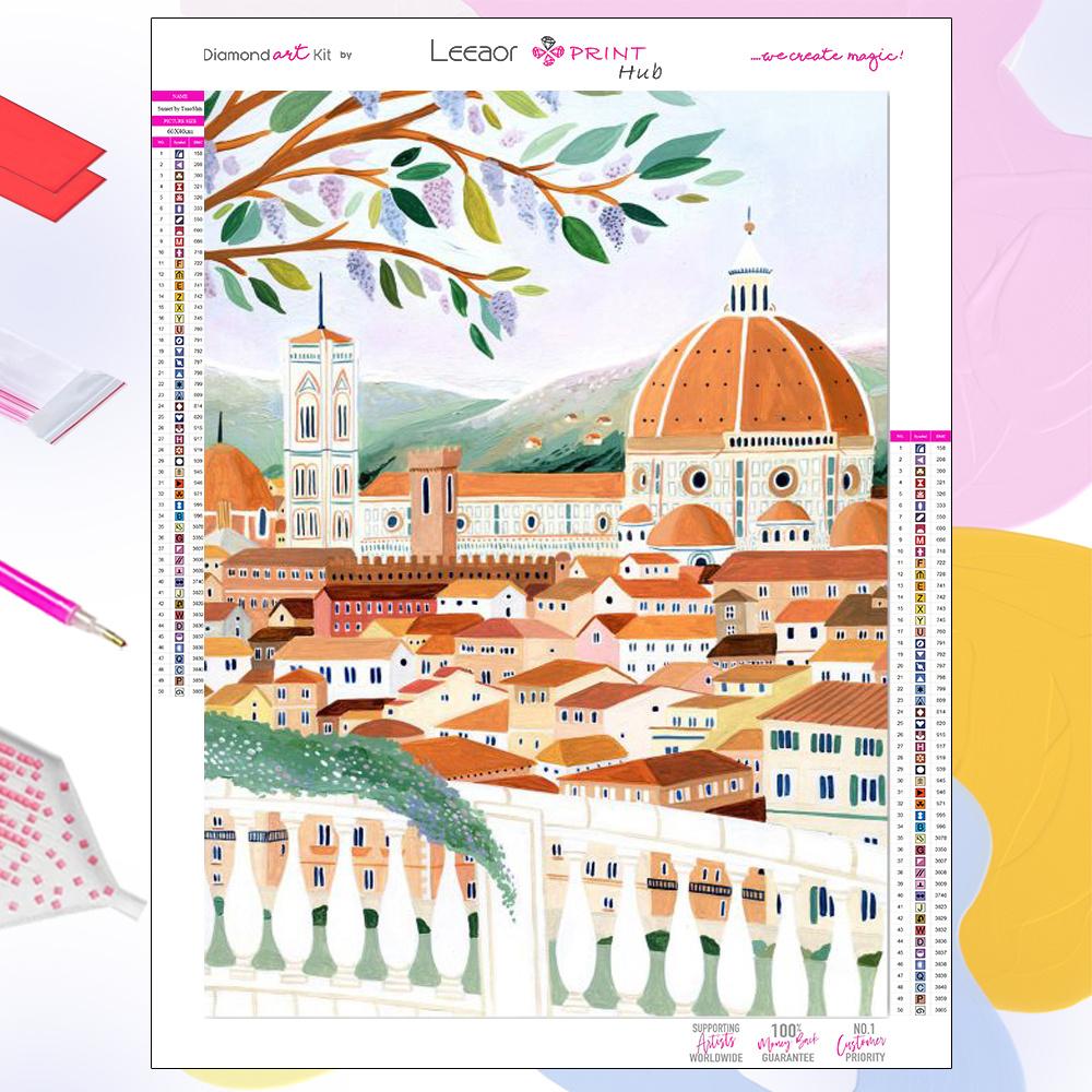 Landscape Diamond Painting Kits Country Town Hot Air Balloon Life Picture Full Diamond Mosaic Embroidery Cross Stitch Home Decor