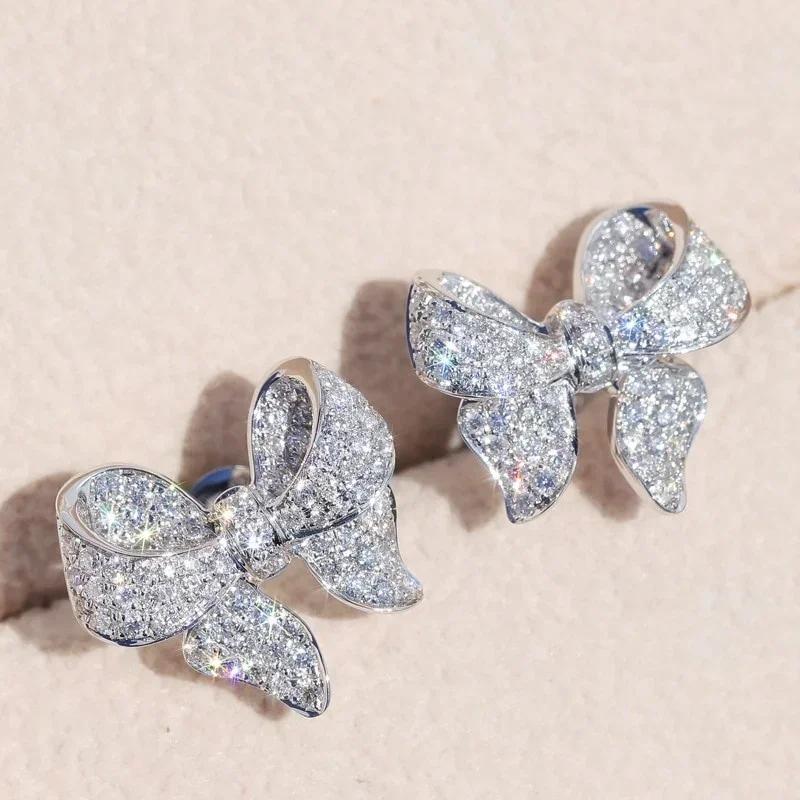 Butterfly Earrings Luxury Bow Fashionable Women's Earrings Cute Korean Bow Earrings Micro Inlaid Zircon Luxury Korean Earring