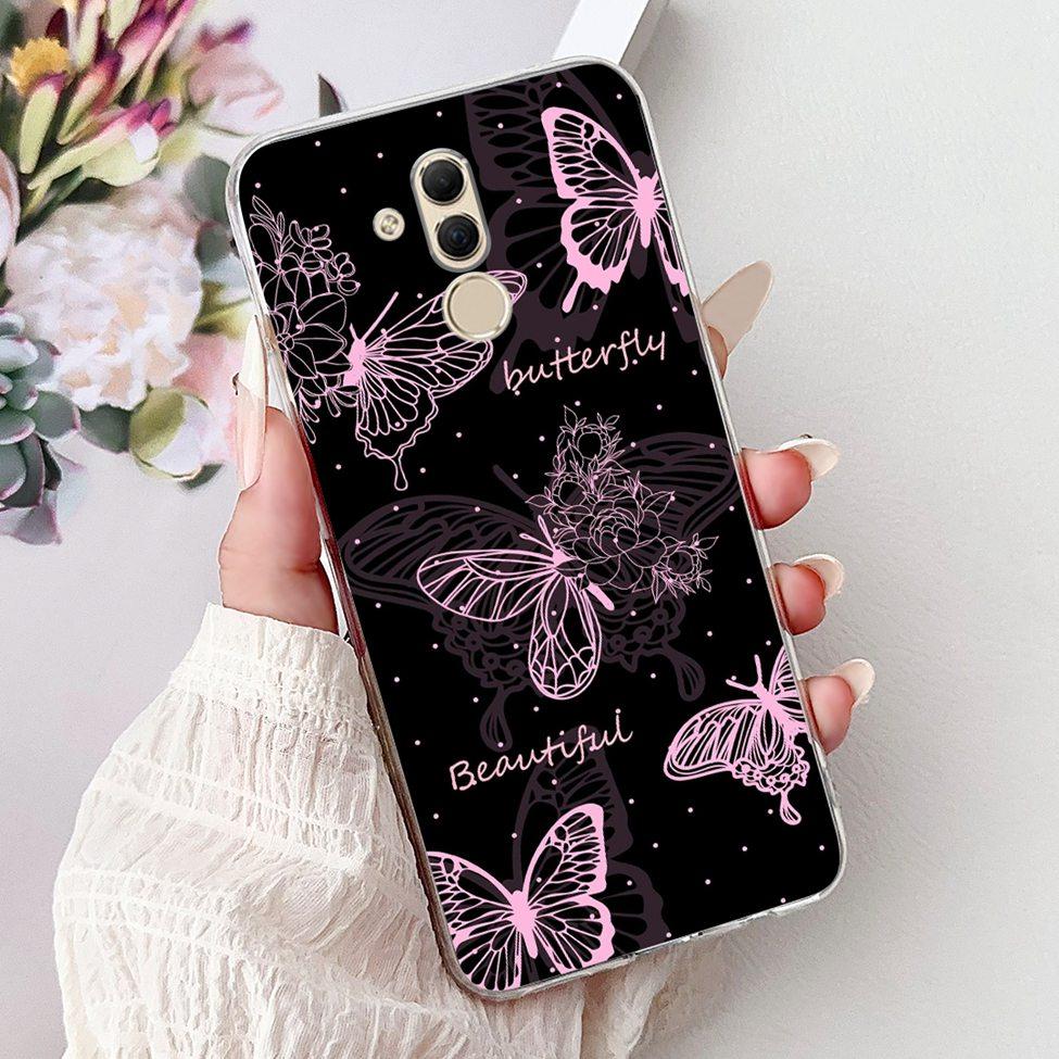 Clear For Huawei Mate 20Lite SNE-LX3 INE-LX2 Back Cover For Huawei Mate 20 Lite Case Cute Cartoon Cat Luxury Flowers Funny Funda