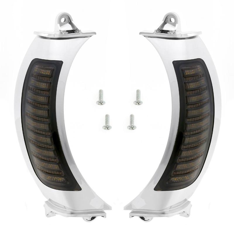 

2 шт./компл. мотоциклетный указатель поворота, боковой фонарь, светодиодный боковой габаритный сигнал, подходит для Harley Road Glide серебряный