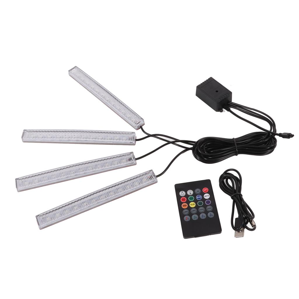 Interior Car Ambient Light 4 Lines Multifunction Microphone Universal Colorful Car Sole LED Lamp