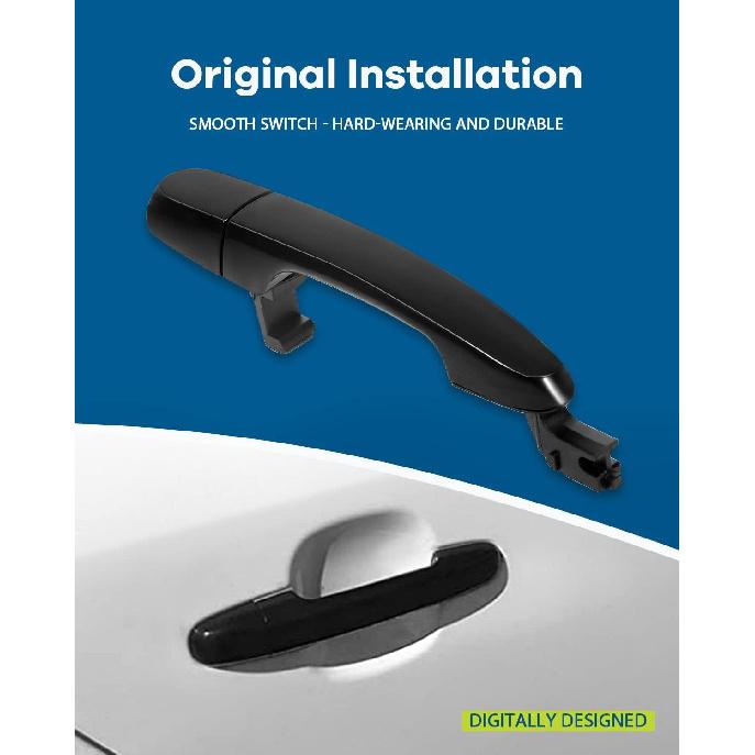 LUJUNTEC Exterior Front Passenger Side Door Handle Replacement Fit for 2005-2010 for Kia for Sportage Smooth Black