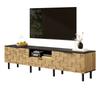 Mosaic TV Cabinet, TV Lowboard, 2-Door with Drawer, Living Room Media Console, Wood Look, Chipboard, Metal Legs, Open Compartment
