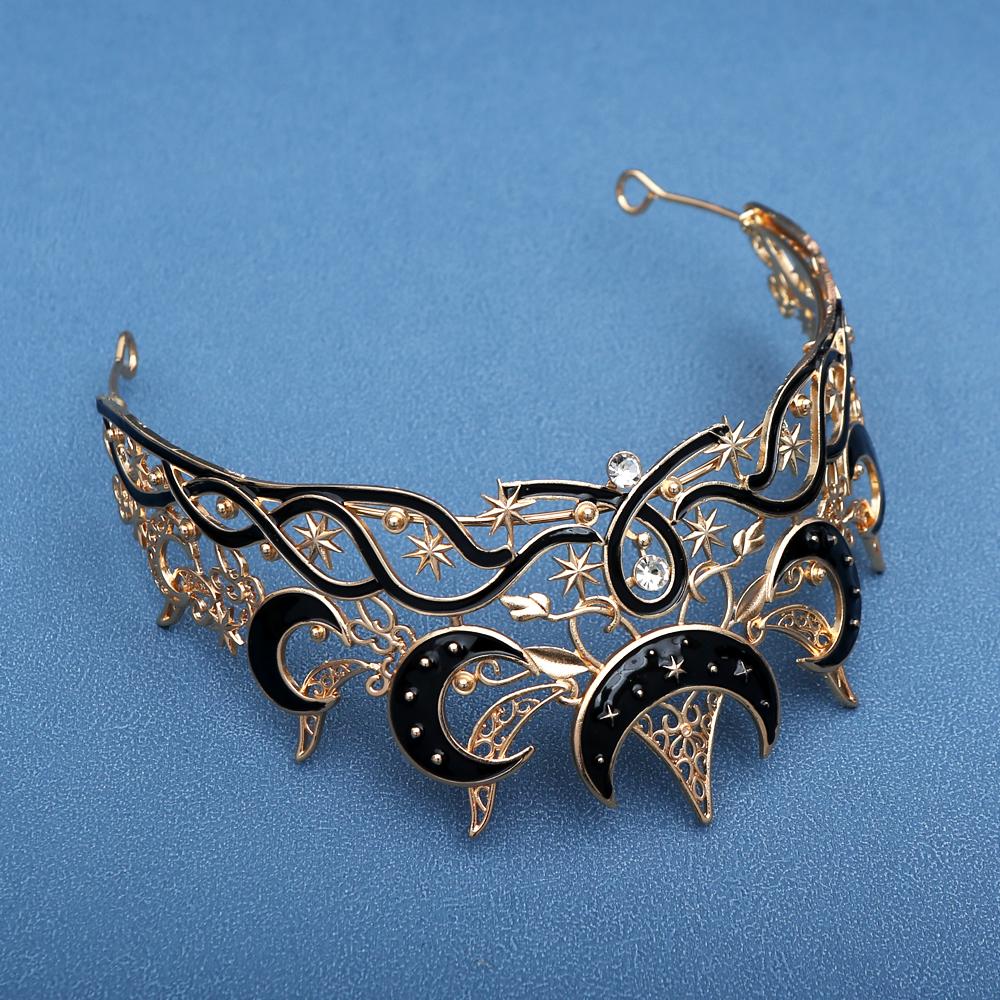 1pc Luxury Gothic Moon Tiara Celestial Queen Crown for Women Baroque Star Headpiece for Vintage Weddings Elegant Parties