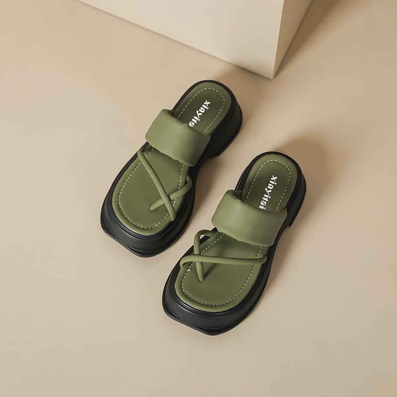 Platform Sandals Women's Summer New Cross-strapped Toe Slippers Outdoor Versatile Soft Cotton Not Tired Foot Flip-flops Women