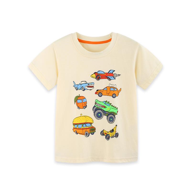 2026 Summer Boys Cartoon Print Short-Sleeve T-Shirt - European & American Style, Round Neck Sportswear for Kids. 3Y (100 cm)