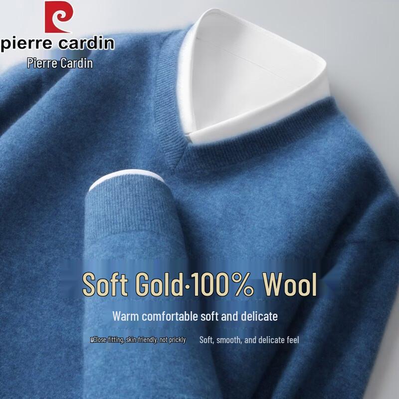 Pierre Cardin Men's 100% Wool V-Neck Pullover Sweater