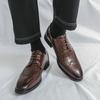 Brogue Business and casual men's leather shoes Comfortable daily style Fashion Party Flat gentleman's shoes Black Brown