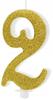Birthday Candle Number 2, Gold, 10cm, 1 Pc