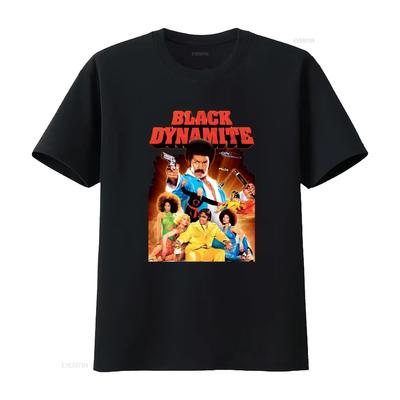 Vintage Black Dynamite Classic Cult Movie Print Casual T Shirt Vintage Washed Homme Stretched Streetwear Stylish Breathable