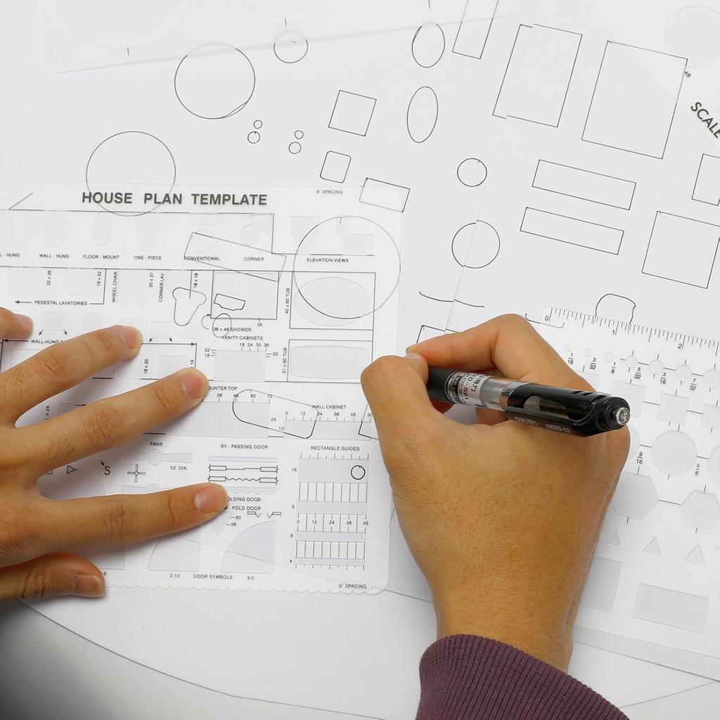 6pcs Circle Templates for Drafting Flexible Circle Stencils with Geometric Shapes 6 Sizes Plastic Measuring Rulers for Drawing Office, School,