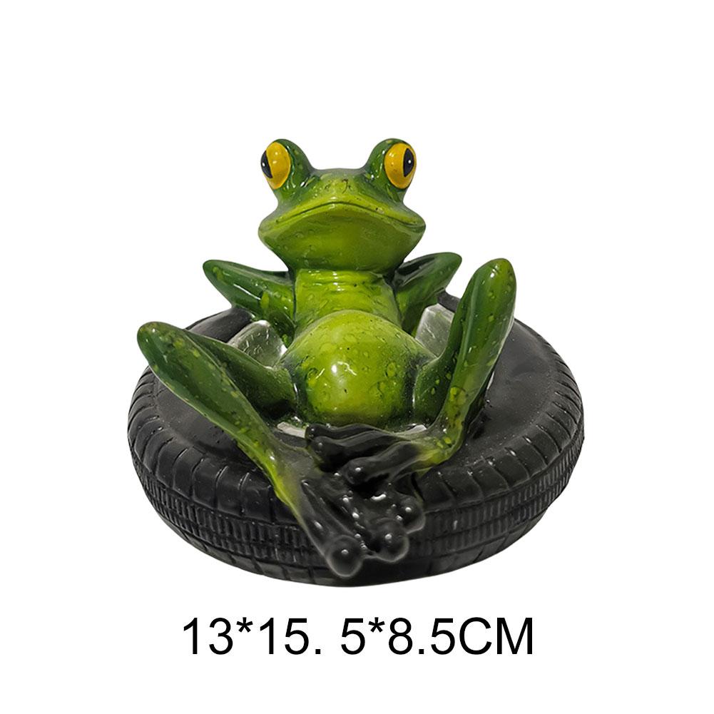 Resin Garden Ornaments Frog Statue Water Floating with Frog Ornament Animal Gardening Gifts for Patio Balcony Yard Ornament