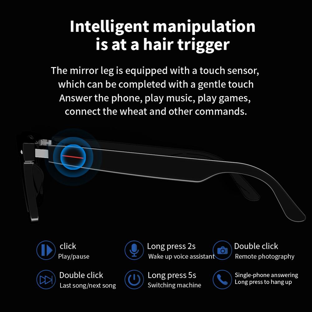 Smarte Brille KI Sprachassistent Outdoor Sportbrille mit Kamera Fernauslösung Open-Ear Sound Mikrofon & Lautsprecher für Arbeit Reise