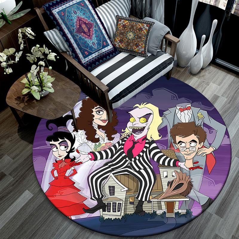 Beetlejuice2,Round Area Rug,Carpet Rug for Living Room Bedroom Sofa Playroom Decor,Non-slip Floor Mat