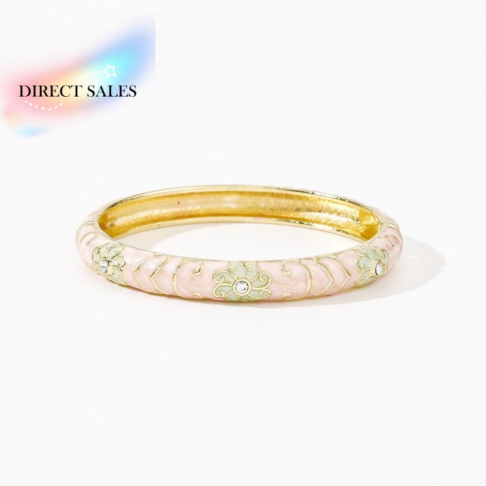 Enamel Vintage Cloisonne Bangle Big Floral Traditional Chinese Flower Bangle Classic Vintage Women's Hand Bracelet Jewelry Gifts