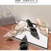 Fashion Slippers Woman Designer Mesh Open Heel Sandals Shoes Fashion Print Pointed End Women High-heel Pumps Sexy Stiletto Lady Mules