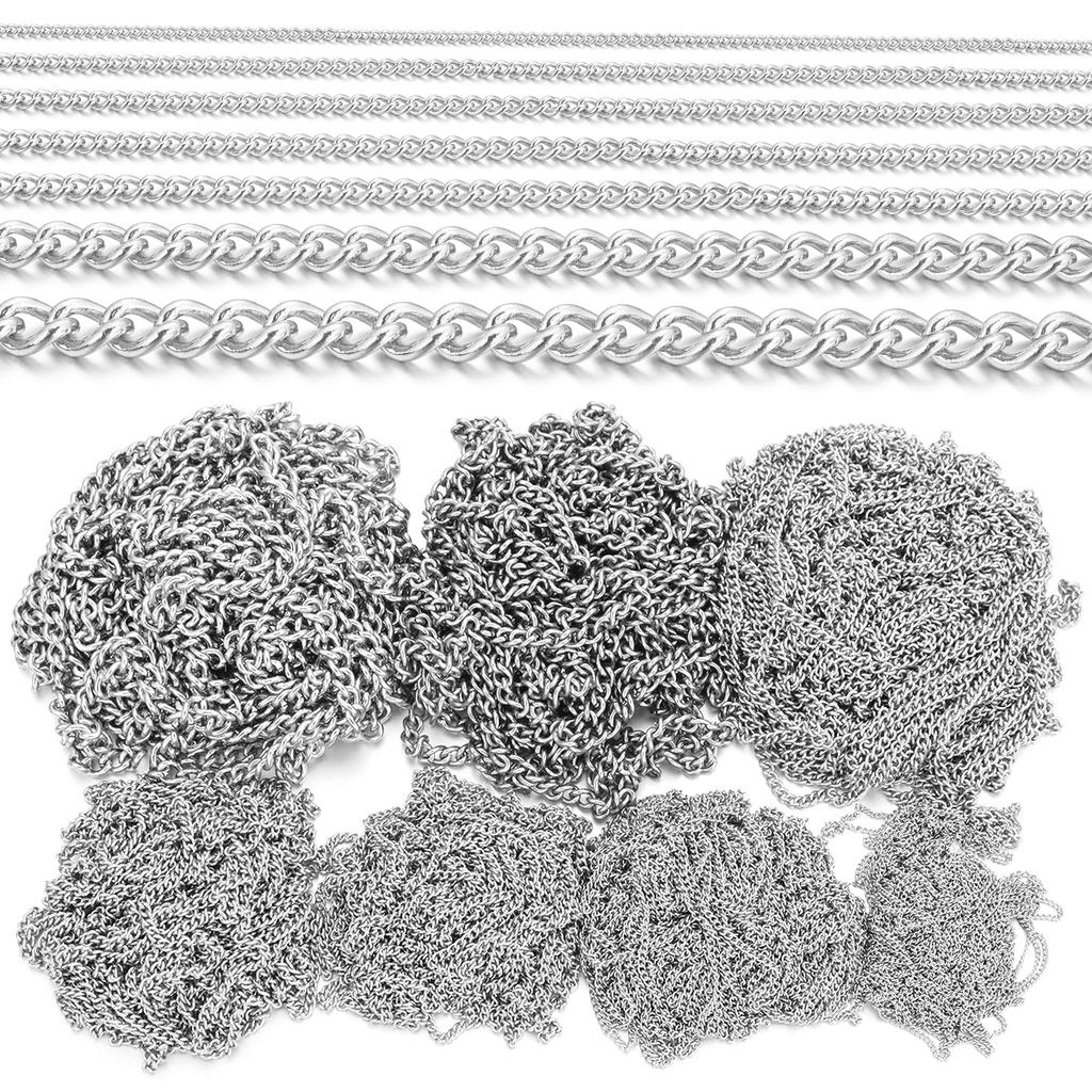 5Yards Stainless Steel Chains 1/1.5/2/2.5/3/3.5/4.5mm Bulk Link Chains For DIY Jewelry Making Necklace Bracelets Accessories