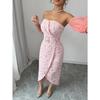 Mid-length Dress for Women Sleeves Gauze Slim Fit Strapless Hip-hugging Waist Sexy and Fairy-like