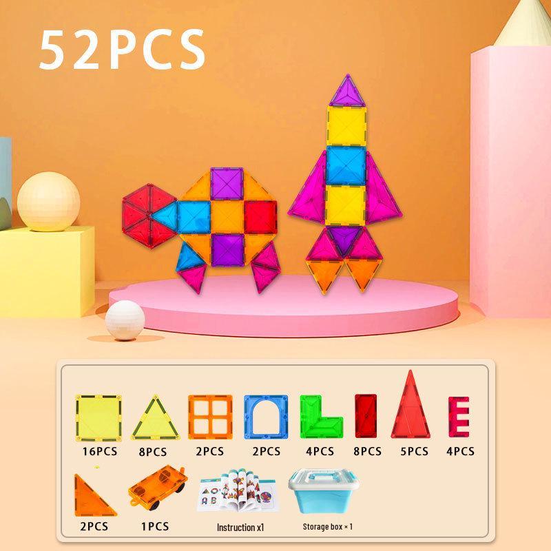 Stained Glass Magnetic Tile Building Blocks - Educational Toy for Developing Spatial Thinking