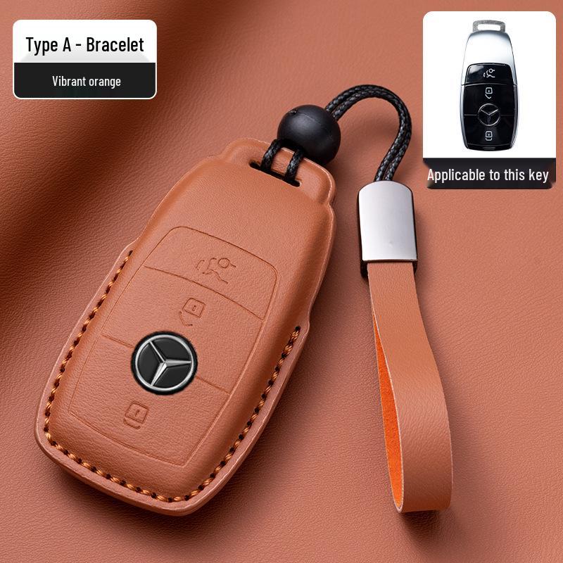 Mercedes-Benz Original Color Nappa Leather Key Case for GLE, GLAC200L, C260L, E300L, E-Class, S-Class, and C-Class.