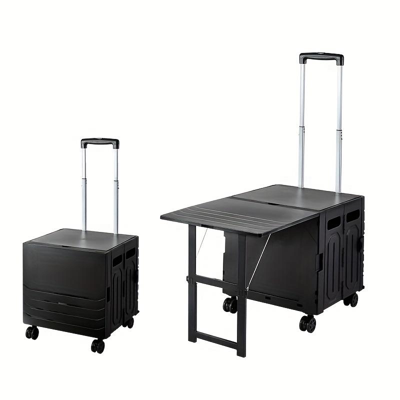 Outdoor Camping Versatile Folding Shopping Cart with Lid Table Durable PP Material Wheels for Easy Mobility Grocery Storage Box