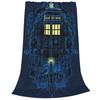 Time Traveler Flannel Throw Blanket Soft TARDIS Blue Design All Season Cozy Comfort for Doctor Who Fan Gift