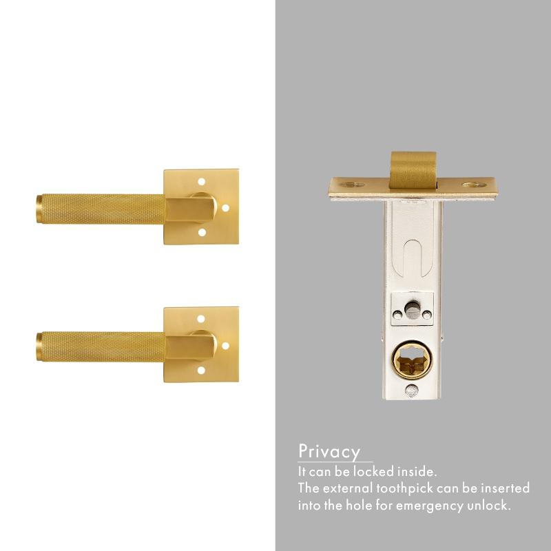 Dooroom Knurled Brass Door Lock Set Modern Interior Bedroom Bathroom Double Wood Door Lever Set Dummy Privacy Passage Lock