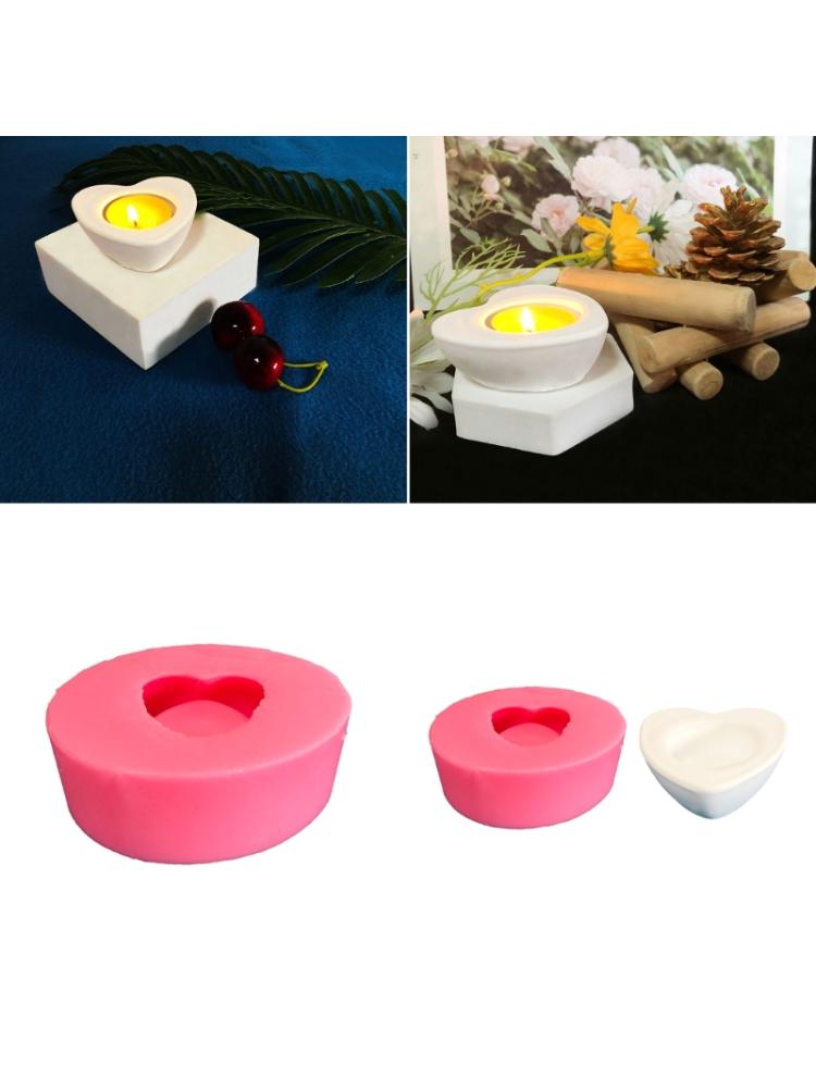 Heart Shape Candlestick Mold Plaster Silicone Mold Candle Holder Concrete Cement Mold Handmade Resin Craft Decor