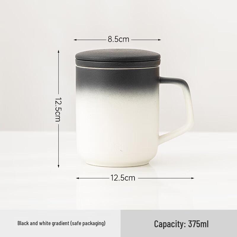 Zen Black Ceramic Tea Mug with Lid and Filter