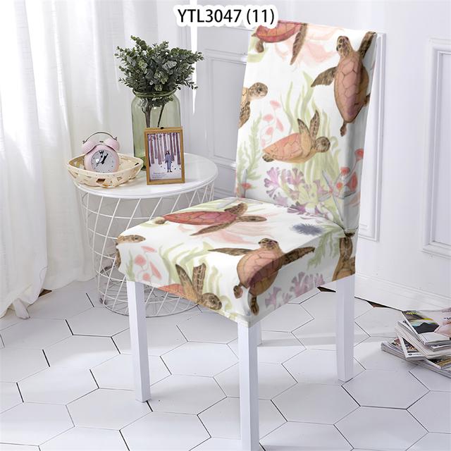 Bürostuhlbezug im Ozean-Tier-Stil, Stretch-Stühle, Küchenstuhlbezug, Pflanzenkorallenmuster, Stuhlbezug für Zuhause