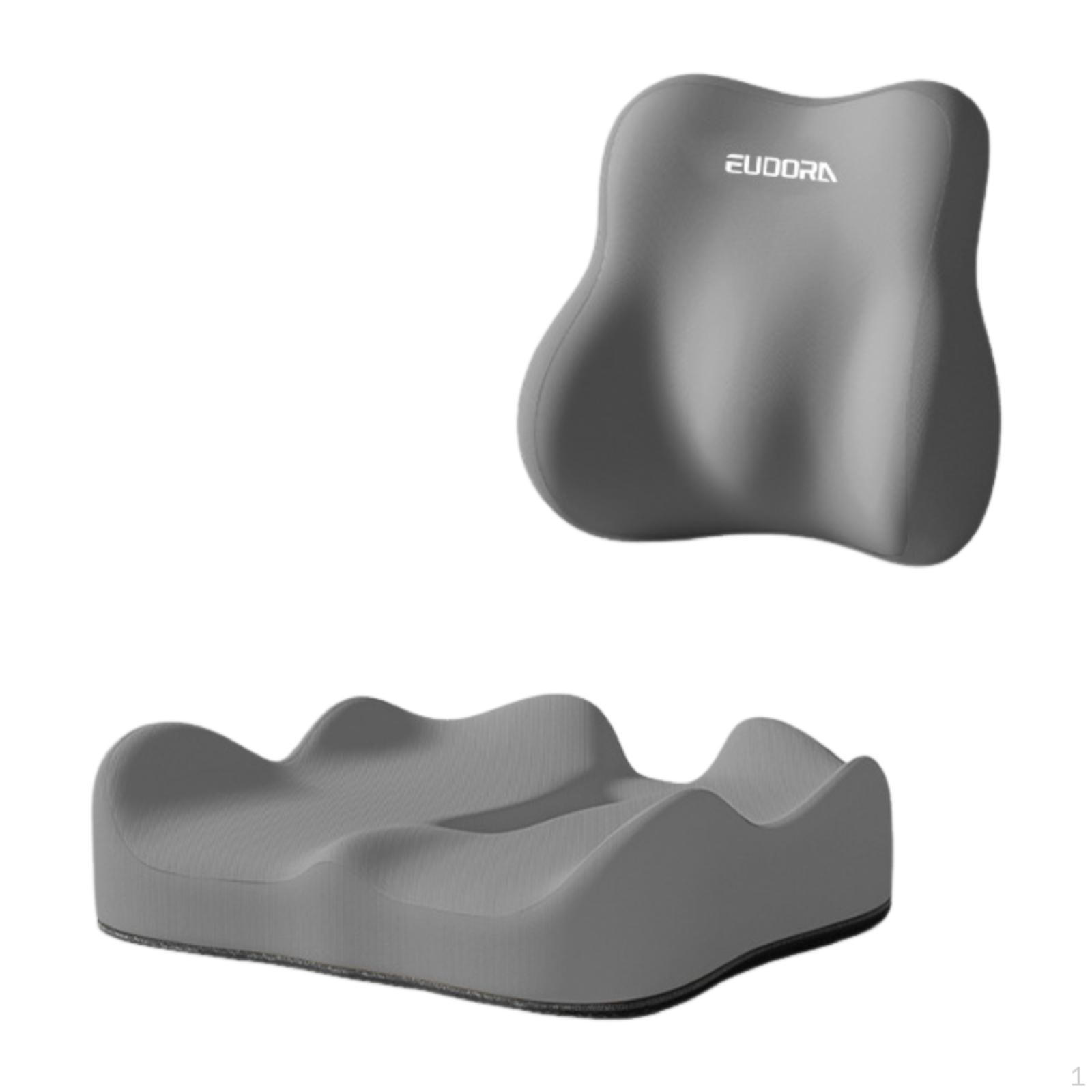 

Chair Cushion Waist Support Back Pillow Memory Foam Ergonomic for Home Couch Sofa Gray