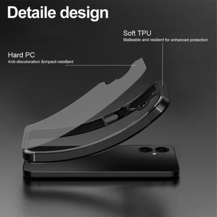 Coque de protection - BOOLING - Samsung Galaxy A06 - Antichoc - Silicone Noir - Dos Transparent PC