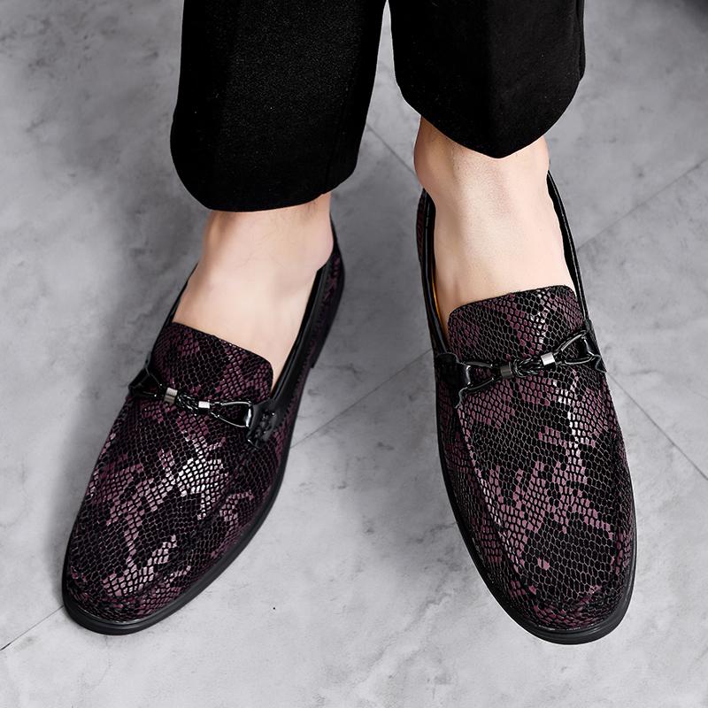 2024 Fashion Brand Men's Classic Comfortable Business Banquet Le Fu Shoes New Men's Snake Skin Sequin New Wedding Groom Shoes