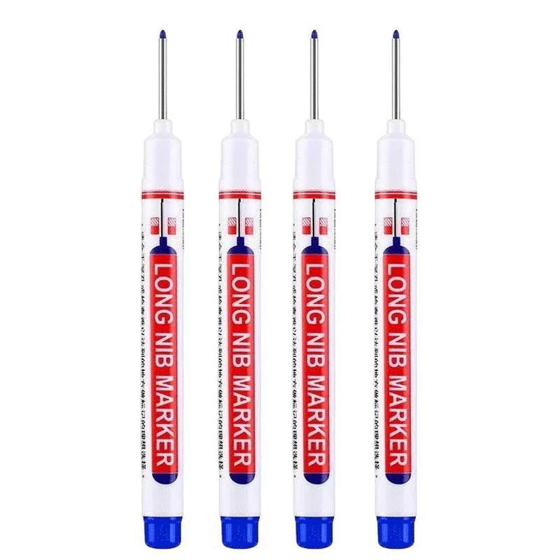 4Pcs/Set 20mm Deep Hole Long Nib Head Markers For Metal Perforating Pen Waterproof Bathroom Woodworking Decoration Multi-Purpose