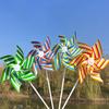 22Cm Six-Leaf Stripes Solid Color Small Plastic Hand-Held Windmills Garden Plant Flower Repellent Windmill Outdoor Decoration