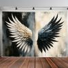 Black And White Angel Wings Wall Tapestry, Dramatic Fantasy Art, Symbol Of Light & Darkness For Home Decor