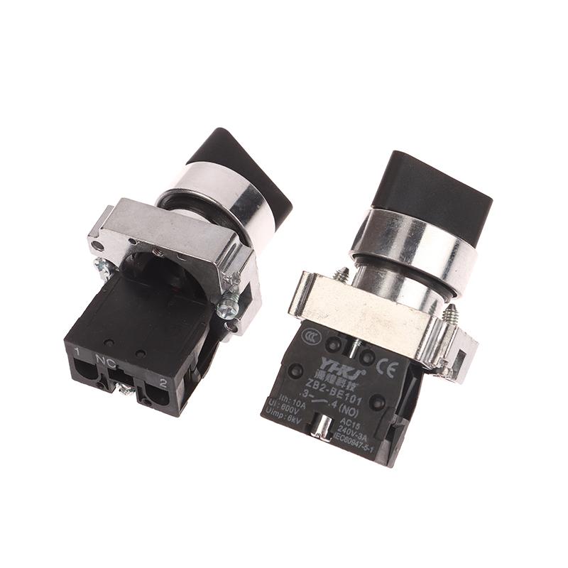 1 Pièce 22Mm Bouton Poussoir Commutateur Rotatif Xb2-Bd25 Bd53 1No1Nc 2No 2/3 Positions Auto-Verrouillage Auto-Réinitialisation Commutateur à Bouton Sélecteur