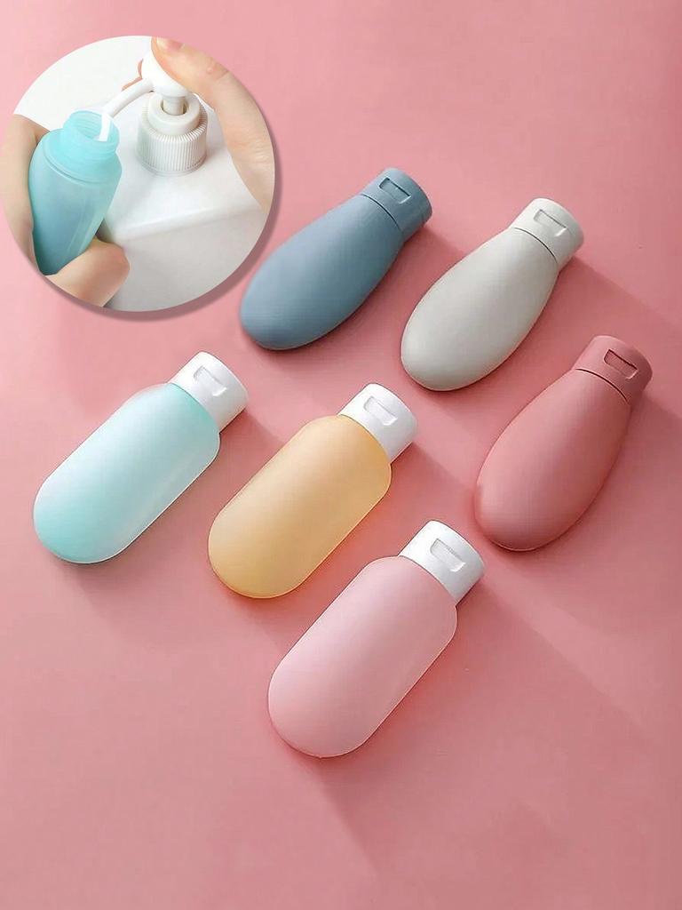 3pcs Refillable Silicone Bottles For Cream/Liquid, With Squeeze Tubes, Portable Empty Bottles For Shampoo/Shower Gel Dispenser